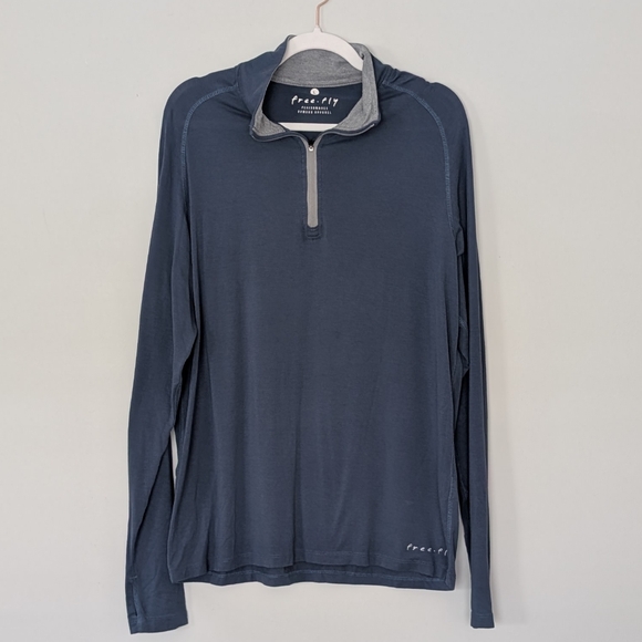 Free Fly Men's Performance Bamboo Blue Long Sleeve Pullover L - Picture 1 of 9